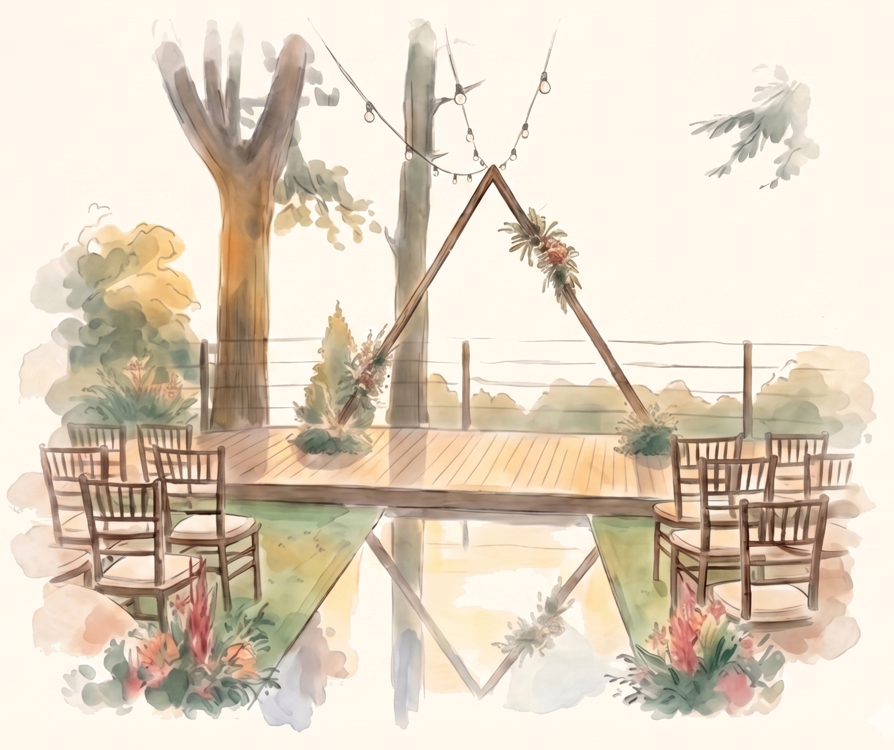 Cerimônia em aquarela na Villa Vezzane